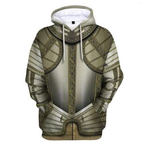 Erkek Hoodies Şövalye Zırhı 3d Baskılı Desen Kapüşonlu Sweatshirt Ceket Erkek Kadın Moda Vintage Y2K Giyim Kapüşonlu Kazak