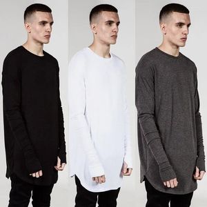 Men's T Shirts Hip Hop Streetwear Thumb Hole Long Sleeve Shirt Wholesale Fashion Male Spring Oversize Design Hold Hand T-Shirts