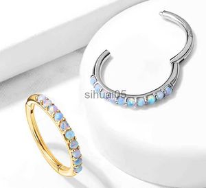 Stud 16G Paslanmaz Çelik Opal Opal Septum Tıklamalı Çember Halkası Burun Labret Ear Tragus Kıkırdağı Daith sarmal küpe gövdesi Piercing Takı YQ231026