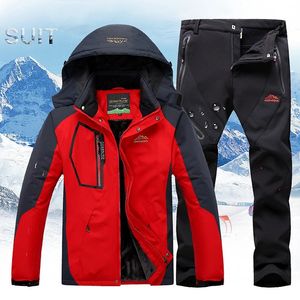 Tute da sci Tuta da sci invernale da uomo Giacca da sci Pantaloni Set Sci Impermeabile antivento Addensare vestiti caldi da neve per uomo 231025