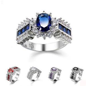 Luckyshine 12 Pcs Europe and American popular Jewelry Retro Colored Rings 925 Silver For Women Men Lovers Rings 304V