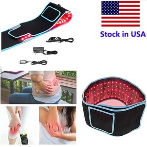 Stock in USA Red Infrared LED Light Belt Vibration Massager Back Pain Relief Wrap Burn Fat Slimming Machine Waist Heat Pad Full Body