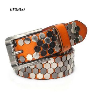 Belts New Fashion Black Belt Men Women's Studded Punk With Pin Buckle s High Quality Male Leather Rock Motorcycle YQ231026