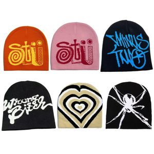 Beanie Kafatası Kapakları Örgü Kapak Beanie Bonnet Y2K Beanies Moda Baskı Erkekleri Kadınlar Sıcak Kış Şapkası Soğuk Unisex Aksesuarları L231025