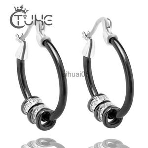 Kolczyki ceramiczne High Polished Hoop dla kobiet z luksusowym AAA Cubic Zirkonia Steampunk Ear Set Party Biżuteria Prezent YQ231026