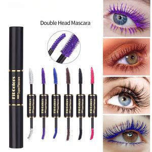 Mascara impermeabile trucco 4D doppia testa asciugatura rapida blu viola bianco nero estensione arricciatura naturale ciglia mascara cosmetico