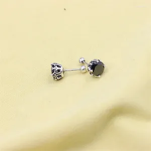 Stud Earrings ZFSILVER Fashion S925 Sterling Silver Classic Retro Black Round Zircon For Women Men Jewelry Accessories Party