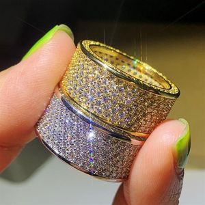 Choucong SParkling Luxusschmuck 10KT Weißgold Fill Pave Micro Sapphire CZ Diamant Edelsteine Ehering Kreis Band 296n