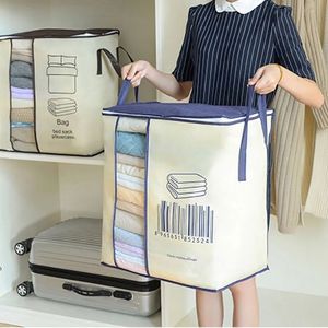 Storage Boxes Bins 1Pc Futon Bag NonWoven Fabrics Transparent Visual Window for Quilt Household Items 231026