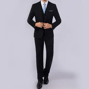 Men's Suits Practical Business Suit Soft Slim Solid Color Fit One Button Groom Wedding Long Sleeve