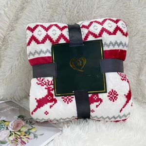 Julfilt dubbelskikt Flanellfilt förtjockad Sherpa Lamb Sofa Cover Filt