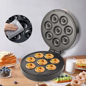 Other Kitchen Tools 110V220V Electric Donut Maker Bread Cake Bakeware Nonstick Baking Pan Breakfast Waffles Machine Household 1400W asdwq 231026