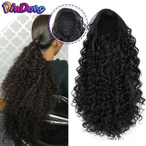 Syntetyczny S Dindong 24 '' CLIP W Warp Tail Hair Short Afro Kinky Sondery African American Buns 231025