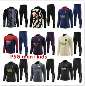 Paris-Trainingsanzug 2023 2024 MBAPPE Kinder und Männer 23 24 PSGes-Trainingsanzug Langarm Fußball Fußball Jersey Kit Uniform Chandal Erwachsene Jungen