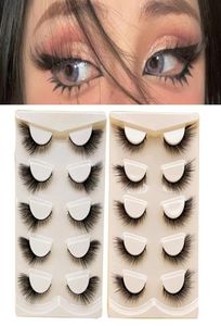 Falsche Wimpern 5Pairs Faux Handmade 3D Winged Natural Long Lashes Soft Cat Eye Fake Eyelash For Makeup Tool Lash ExtensionFalse2768028