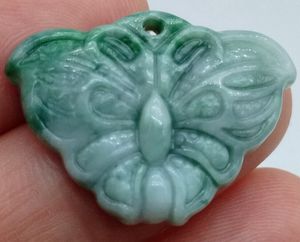 Certified Green Lavender Burma Natural A Jadeite Carved Butterfly Pendant