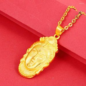 Anhänger Halsketten Reines Kupfer Vietnam Herren Halskette Guanyin Quadratische Marke Thai Goldene Maitreya Gold Gute Überzogene Einfache Weibliche Großhandel