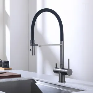 Kitchen Faucets 3 In 1 With Drinking Water Faucet Spout Commercial Single Handle Pull Down Sprayer