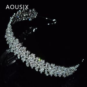 Headbands Luxury Cubic Zirconia Headbands Silver Color Bridal Crowns Elegant Headwear Prom Hair Wear Wedding Hair Accessories Party Jewelr 231025