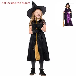 Costume a tema 2023 Carnevale Halloween Costumi viola Set per bambina Festa dei bambini Bambini Maga Strega Cosplay Fancy Dress Cape