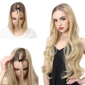 Cosplay s Synthetic U Part Half Up Down And Head 34 Clip in Curly Black Blonde Dark Brown Hair 30 inch Glueless 231025