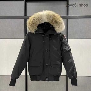 Canadian Men Pilot Down Jacket Real Wolf Fur Hooded Canvas Canda Goose Warm Goose Jacket Thick Outwear Designer Women Winter Goose Coat 5 Gppt GPPT