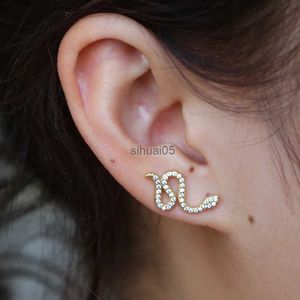 Stud 925 Silver Gold Snake Ear Jacketörhängen för kvinnor Reptil smycken Animal Crystal Dainty Boucle D'Oreille Femme YQ231026