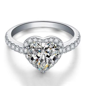 3 kolory Heart CZ Diamentowy obrączka dla kobiet biały różowy żółty kamień 925 srebrny srebrny podarunkowy pierścionek biżuterii