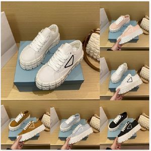 Designer Sneakers in nylon con doppia ruota Scarpe casual Luxury Bianco Nero Rosa Marrone Blu piattaforma scarpe da ginnastica da donna scarpe sportive da passeggio all'aperto da jogging moda