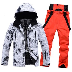 Tute da sci Tuta da sci per uomo Inverno Antivento Impermeabile Spessa Calda Giacca da sci e Pantaloni da neve Set Abbigliamento da snowboard maschile per esterno 231025