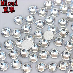 MICUI SS3-SS40 Clear Rhinestones Glass Crystal Flat Back Round Nail Art Stones Non Fix Strass Crystals för DIY ZZ993306T