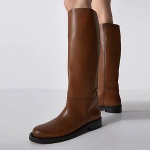 Boots Retro Knee High Knight Female Black Brown Wide Combat Chunky Platform Designer Brand Sale Long 231026