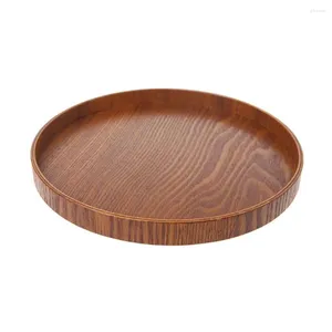 Vassoi da tè Vassoio in legno naturale Accessori Utensili da cucina Frutta Panetteria Piatto da portata Cibo rotondo Piatti retrò Piatto 3 dimensioni