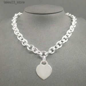 Pendant Necklaces S925 Sterling Silver Necklace for Women Classic Heart-shaped Pendant Charm Chain Necklaces Luxury Brand Jewelry Necklace Q0603 Q231026
