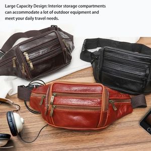 Bel çantaları deri göğüs omuz moda bel çantaları cüzdan erkek s su geçirmez fanny paketi çok cepli koşu seyahat çantası siyah 231026