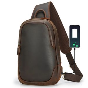 Taille Taschen Sbirds Hochwertige Brusttasche USB Herren Umhängetasche Sling Brusttasche Leder USB Herren Rindsleder Umhängetaschen Retro 231026