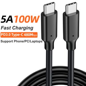 USB C To C Cable PD 100W 5A Fast Charging Type-c Data Cord Charger USB C For iphone 15 Samsung S9 Note 9 Huawei P20 Pro Xiaomi 1m/2m/3m