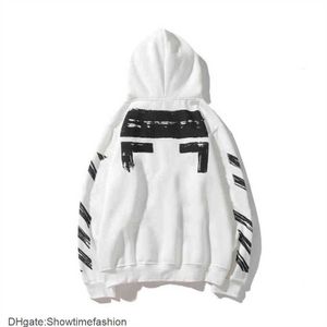 Sweatshirts gevşek ceket 2023 moda kazak boyalı ok karga şerit %70 Hoodie Erkek ve Kadınlar Dışı Hoodies Off Pullover Hooded Moda Blackwhite Z90B