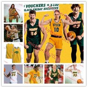 North Dakota State Bison Jersey 0 Eli Bradley 5 Jeremiah Burke 40 Mark Nikolich-Wilson NDsu 농구 유니폼 사용자 정의 스티치 Mens Youth