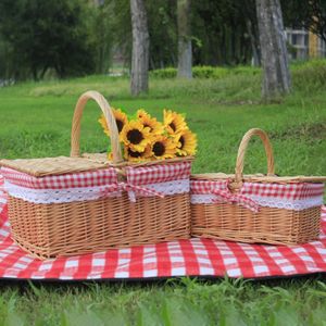 Utomhusväskor vävd korgkorg Picknick camping förvaring korg brödfrukt mat frukost blomma display box köksorganisatör hem dekor 231025