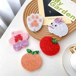 Hair Clips Creativity Design Handheld Flower Makeup Mirror Cute Lovely Fruit Tomato Peach Shape Pocket Portable