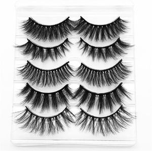 5 Pairs of 3D Faux Mink Lashes 5 in 1 False Eyelashes Thick Vegan Lash Synthetic Lashes 3D Fiber Lash4156353