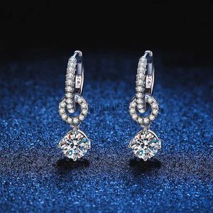 Stud Real 1 Carat Moissanite Drop Earring for Women 18K White Gold 925 Solid Silver Ear Ring Sparkling Wedding Jewelry YQ231026