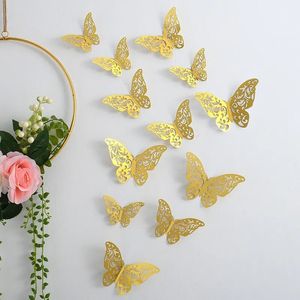 Adesivos de parede 20pcsset moda 3d borboleta oca diy adesivo removível casa quarto decoração suprimentos 231026