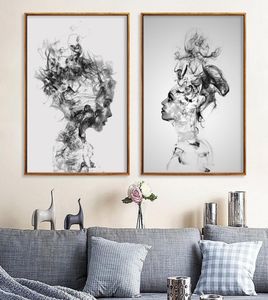 Modern Abstract Black and White Smokey Girl Oil Painting on Canvas Home Decorations Posters Prints Wall Art Pictures for Living 6722679