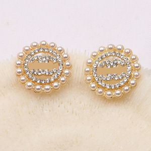 20Style 18K Gold plattiert Luxusdesigner Doppelbrief Stud Ohrring Geometrische Mode Frauen Perlen Diamantschmuck Earring Hochzeitsfeier Geschenk Schmuck Schmuck