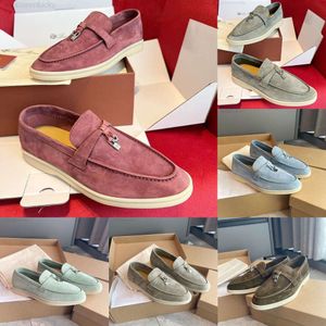 Loro * piana letnie urok spacer butów Oxford Mężczyzn Dżentu Sneakers Niski top miękkie mokasyny suee skórzana deskorolka spacery na gumowej podeszwy mokasinach