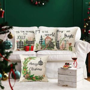 Cuscino Copertina natalizia scozzese nera e rossa Decorazioni per la casa Soggiorno Divano Vacanza 60x60 50x50