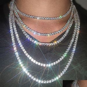 Tennis Graduated M 4Mm 5Mm 6Mm Hip Hop Tennis Chains Jewelry Mens Diamond Necklaces 18K Real Gold /White Plated Bling Drop Delivery Dhnwl