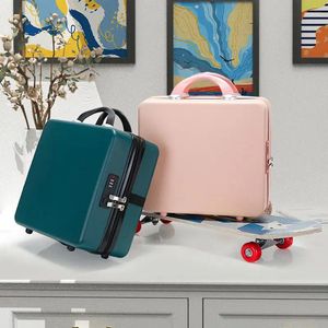 Suitcases 2023 14-Inch Suitcase Password Lock Cosmetic Case Laptop Bag Large Capacity Storage